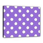 Polka Dots - White on Dark Pastel Purple Canvas 20  x 16  (Stretched)