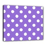 Polka Dots - White on Dark Pastel Purple Canvas 24  x 20  (Stretched)