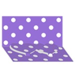 Polka Dots - White on Dark Pastel Purple Twin Heart Bottom 3D Greeting Card (8x4)