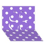 Polka Dots - White on Dark Pastel Purple Clover 3D Greeting Card (7x5)