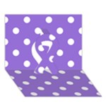 Polka Dots - White on Dark Pastel Purple Ribbon 3D Greeting Card (7x5)