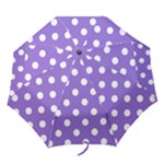 Polka Dots - White on Dark Pastel Purple Folding Umbrella