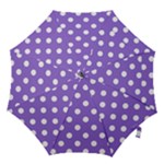 Polka Dots - White on Dark Pastel Purple Hook Handle Umbrella (Medium)