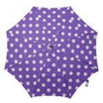 Polka Dots - White on Dark Pastel Purple Hook Handle Umbrella (Large)