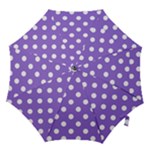 Polka Dots - White on Dark Pastel Purple Hook Handle Umbrella (Small)