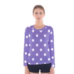 Polka Dots - White on Ube Violet Women s Long Sleeve T-shirt