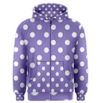 Polka Dots - White on Ube Violet Men s Zipper Hoodie