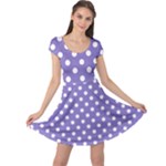 Polka Dots - White on Ube Violet Cap Sleeve Dress