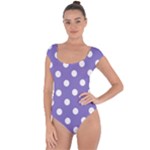 Polka Dots - White on Ube Violet Short Sleeve Leotard (Ladies)