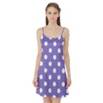 Polka Dots - White on Ube Violet Satin Night Slip