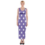 Polka Dots - White on Ube Violet Fitted Maxi Dress