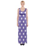 Polka Dots - White on Ube Violet Maxi Thigh Split Dress