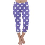 Polka Dots - White on Ube Violet Capri Winter Leggings
