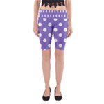 Polka Dots - White on Ube Violet Yoga Cropped Leggings