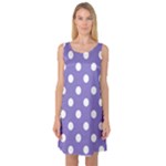 Polka Dots - White on Ube Violet Sleeveless Satin Nightdress