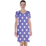 Polka Dots - White on Ube Violet Short Sleeve Nightdress