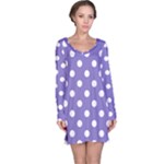 Polka Dots - White on Ube Violet Long Sleeve Nightdress