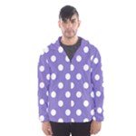 Polka Dots - White on Ube Violet Hooded Wind Breaker (Men)