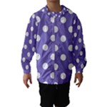 Polka Dots - White on Ube Violet Hooded Wind Breaker (Kids)