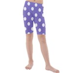 Polka Dots - White on Ube Violet Kid s Mid Length Swim Shorts