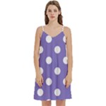 Polka Dots - White on Ube Violet Women s Reversible Sports Bra with Border