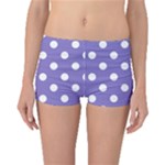 Polka Dots - White on Ube Violet Boyleg Bikini Bottoms