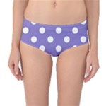 Polka Dots - White on Ube Violet Mid-Waist Bikini Bottoms