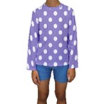 Polka Dots - White on Ube Violet Kid s Long Sleeve Swimwear