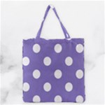 Polka Dots - White on Ube Violet Grocery Tote Bag