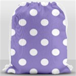 Polka Dots - White on Ube Violet Drawstring Bag (Large)