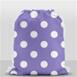 Polka Dots - White on Ube Violet Drawstring Bag (Small)