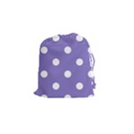 Polka Dots - White on Ube Violet Drawstring Pouch (S)