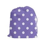 Polka Dots - White on Ube Violet Drawstring Pouch (XL)
