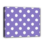 Polka Dots - White on Ube Violet Deluxe Canvas 20  x 16  (Stretched)