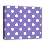 Polka Dots - White on Ube Violet Deluxe Canvas 24  x 20  (Stretched)