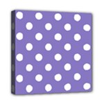 Polka Dots - White on Ube Violet Mini Canvas 8  x 8  (Stretched)