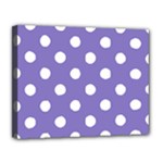 Polka Dots - White on Ube Violet Canvas 14  x 11  (Stretched)