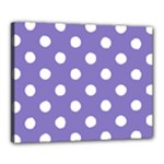 Polka Dots - White on Ube Violet Canvas 20  x 16  (Stretched)