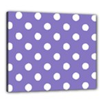Polka Dots - White on Ube Violet Canvas 24  x 20  (Stretched)