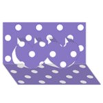 Polka Dots - White on Ube Violet Twin Hearts 3D Greeting Card (8x4)