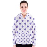 Polka Dots - Ube Violet on White Women s Zipper Hoodie