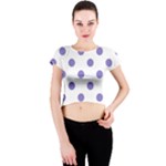 Polka Dots - Ube Violet on White Crew Neck Crop Top