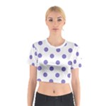 Polka Dots - Ube Violet on White Cotton Crop Top