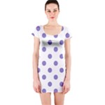 Polka Dots - Ube Violet on White Short Sleeve Bodycon Dress
