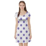 Polka Dots - Ube Violet on White Short Sleeve Skater Dress