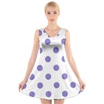 Polka Dots - Ube Violet on White V-Neck Sleeveless Dress