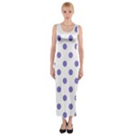 Polka Dots - Ube Violet on White Fitted Maxi Dress