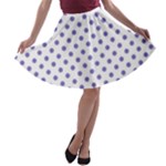 Polka Dots - Ube Violet on White A-line Skater Skirt