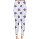 Polka Dots - Ube Violet on White Women s Leggings