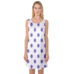 Polka Dots - Ube Violet on White Sleeveless Satin Nightdress